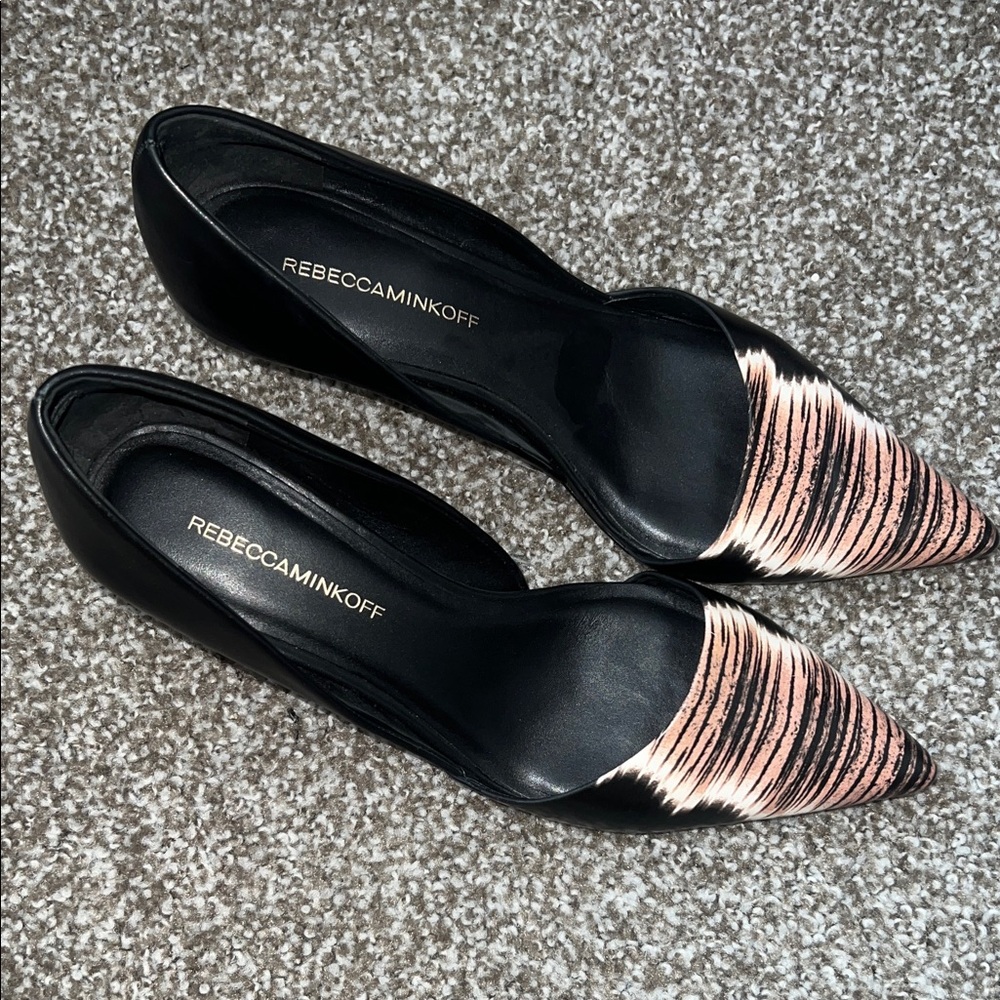 Rebecca Minkoff Black Patterned Heels